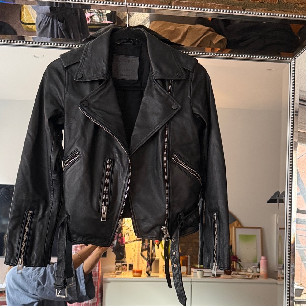 All Saints Black Leather Moto Jacket